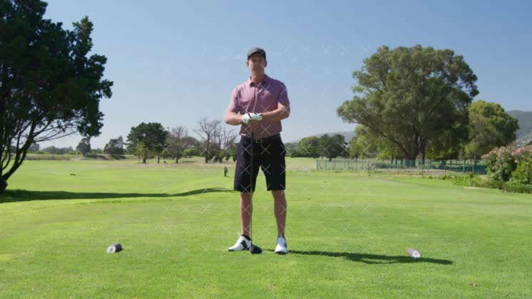 Video Caucasian Male Golfer Smiling At Camera On A Golf Course Caucasian Male Golfer Standing