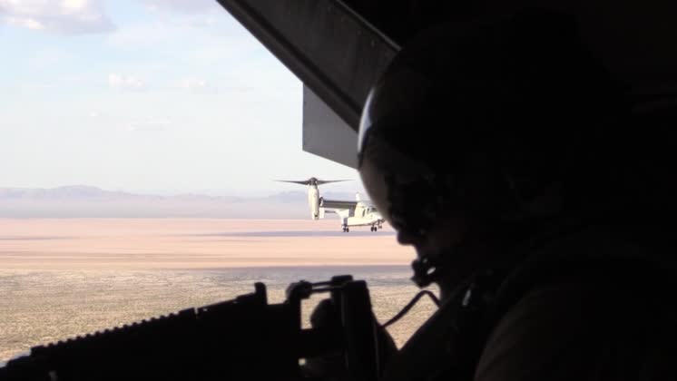 VMM-363 MV-22 Tail Gun Shoot Marines with Marine Medium Tiltrotor ...