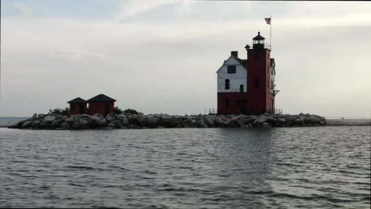 Video: Aerial shot of the Block Island Lighthouse with the Mackinac ...