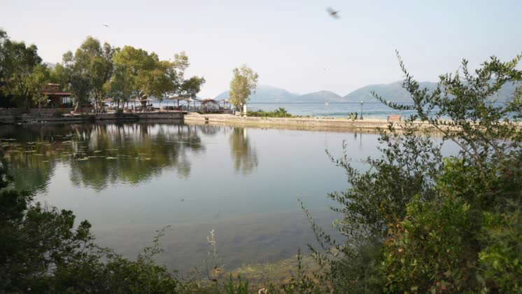 Video: View of Karavomilos Lake and coastline at Sami, Kefalonia ...